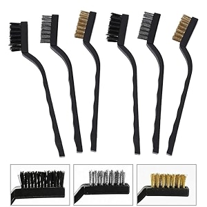 glun wire brushes cleaning tool kit for kitchen and bathroom set of 3 brushes steel bristles multi utility brush household cleaning brush for stove burner tiles taps pvc handle pack of 6 brushes