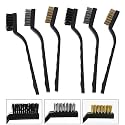 GLUN® Wire Brushes Cleaning Tool Kit for Kitchen and Bathroom, Set of 3 Brushes Steel Bristles Multi Utility Brush Household Cleaning Brush for Stove Burner Tiles Taps, PVC Handle Pack of 6 Brushes