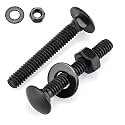 Glvaner (6 Sets) 3/8-16 x 2-1/2" Stainless Steel Carriage Bolts Screws Black and Hex Nuts &amp; Flat Washers Black, Round Head Square Neck, 304 Stainless Steel 18-8, Full Thread Coverage