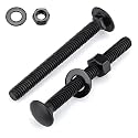 12 Sets 5/16-18 x 4-1/2" Black Carriage Bolts Screws and Hex Nuts &amp; Flat Washers, 304 Stainless Steel 18-8, Round Head Square Neck, Full Thread Coverage