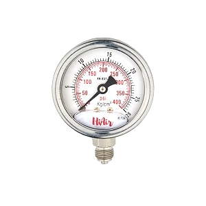 glycerin filled bottom pressure gauge 0-28kgcm2 0-400psi 63mm 25inch dial size 14bsp male connection dm direct mounting bottom entry