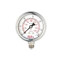 Glycerin Filled Bottom Pressure Gauge 0-28kg/cm2 (0-400psi), 63mm (2.5inch) Dial Size, 1/4BSP Male Connection, DM (Direct Mounting) Bottom Entry
