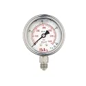 Glycerin Filled Bottom Pressure Gauge 0-40kg/cm2 (0-600psi), 63mm (2.5inch) Dial Size, 1/4BSP Male Connection, DM (Direct Mounting) Bottom Entry
