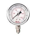 Glycerin Filled Bottom Pressure Gauge 0-70kg/cm2 (0-1000psi), 63mm (2.5inch) Dial Size, 1/4BSP Male Connection, DM (Direct Mounting) Bottom Entry
