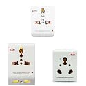 GM 3012 3 Pin Travel Universal Multi Plug Adaptor with Surge Protector and Indicator White Pack of 1