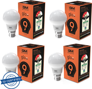 gm 9 w basic round b22 led bulb white pack of 4