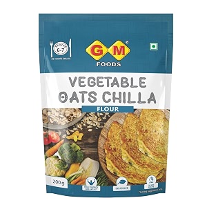 gm foods vegetable oats chilla flour 200 gram pack of 3  nutritious amp high protein instant breakfast  multigrain cheela powder  ready in 3 easy steps  fibre rich meal for kids amp adults