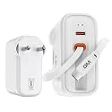 GM G+ 45W Type C All in One Travel Adapter with 70 CM Retractable Cable | GaN Technology Super Fast Charger for Mobile &amp; Laptop | Compatible with All Type C Device &amp; iPhone 16, 15, MacBook - White