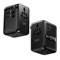 GM G+ 70W TravelEase Pro GaN International Travel Adapter, US, UK, EU, AU, 150+ Countries, 75cm Retractable Cable, 2 USB-A&USB-C Ports, Fast Charging Smartphones, Laptop, MacBook Air-M4, Tablet, DSLR