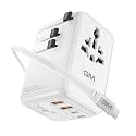 GM G+ 70W TravelEase Pro GaN International Travel Adapter, US, UK, EU, AU &amp; 150+ Countries, 75cm Retractable Cable, 2 USB-A&amp;USB-C Ports, Fast Charging Smartphones, Laptop, MacBook Air-M4, Tablet, DSLR