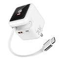 GM G+ DisplayPulse 70W GaN Charger, 3 Ports: USB-C&A,80cm Retractable Cable |TFT Floating UI Display|Travel Friendly| MacBook Air-M4, DSLR, iPhone 12-18 Duo,Smartphones,Tablet|1 Year Warranty