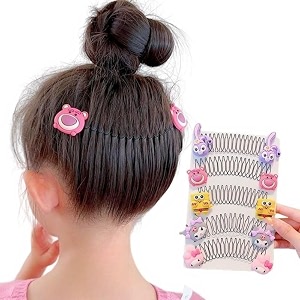 kids hair clips hairpin invisible broken hair barrette bangs fixed insert comb non-slip comb hair clip cute cartoon animal style pack of 5 multicolor