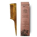 Kacchi Neem Wooden Comb - Soaked In 17 Herbs, Neem &amp; Sesame Oil For Multi-Actions - Detangling, Frizz Control &amp; Shine, Suited For All Hair Types (Pattern-05)