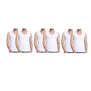 GMR Mens Cotton Broad Shoulder White Sleeveless