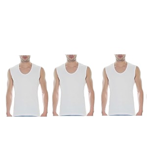 GMR Mens Cotton Broad Shoulder White Sleeveless