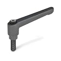 Ganter Normelemente GN 300-92-M10-80-SW 300-92-M10-80-SW-Adjustable Clamping Lever with Threaded Screw, Black, Textured matt, Gewinde: M10x80mm