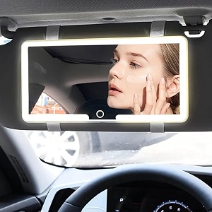 led car vanity mirror with lights  rechargeable sun visor makeup mirror 3 light modes 80 leds dimmable touch control universal fit for all cars 1pc multicolor