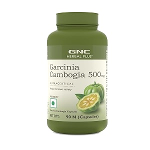 gnc herbal plus garcinia cambogia  90 capsules  aids in weight loss  controls hunger pangs  helps reduce bad fats  improves serotonin level  formulated in usa  500mg per serving