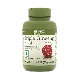 gnc herbal plus triple ginseng with korean american amp siberian ginseng  60 capsules  700mg  enhances immunity  boosts strength amp stamina  improves alertness amp concentration  formulated in usa