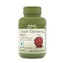 GNC Herbal Plus Triple Ginseng with Korean, American & Siberian Ginseng | 60 Capsules | 700mg | Enhances Immunity | Boosts Strength & Stamina | Improves Alertness & Concentration | Formulated in USA