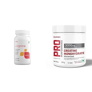 gnc l-arginine 1000 mg amp pro performance creatine monohydrateunflavoured250 gm powder2 count90 capsules