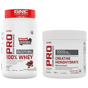 gnc pro performance 100 whey chocolate supreme 2lbs  gnc pro performance creatine monohydrate 100gm combo