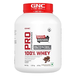 gnc pro performance 100 whey protein  4 lbs  muscle growth  muscle recovery  digezyme for easy digestion  informed choice certified  24g protein  55g bcaa  chocolate supreme  181 kg
