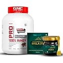 GNC Pro Performance 100% Whey Protein | 4 lbs &amp; Shilajit 10gm | DigeZyme® For Easy Digestion | Informed Choice Certified | 24g Protein | 5.5g BCAA | Imported Whey | Chocolate Supreme