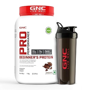 gnc pro performance beginner39s protein  1kg 22 lbs  chocolate digezyme for better absorption pure whey protein  fast muscle building amp recovery  with 5 g eaa amp 22 g bcaa  imported