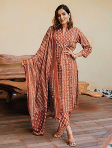 GNCREATION Printed Kurta Trouser Pant Dupatta