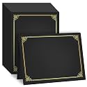 GNL 50 Packs Black Certificate Holders - Diploma Holders, Certificate Covers with Gold Foil Border, for Letter Size 8.5 x 11 Award Certificate Paper and Documents
