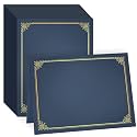 GNL 50 Packs Blue Certificate Holders - Diploma Holders, Certificate Covers with Gold Foil Border, for Letter Size 8.5 x 11 Award Certificate Paper and Documents
