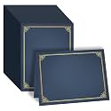 GNL Certificate Holders - 100 Packs Blue Diploma Holders, Certificate Covers with Gold Foil Border, for Letter Size 8.5 x 11 Award Certificate Paper and Documents