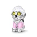 GNOCE Pet Dog Bead Charm for Women,Silver Charms Necklace Bracelet for Her, Jewelry Gift