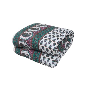 reversible jaipuri razai for winter double bedpure cotton jaipuri razai double bedjaipuri razai double bed for mild winter printed 85x100 inch g21_green