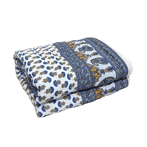 reversible jaipuri razai for winter double bedpure cotton jaipuri razai double bedjaipuri razai double bed for mild winter printed 85x100 inch g21_blue