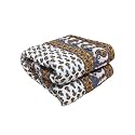Reversible Jaipuri razai for Winter Double Bed/Pure Cotton Jaipuri razai Double Bed/Jaipuri razai Double Bed for Mild Winter Printed, 85x100 inch (G21_Yellow)