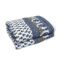 Reversible Jaipuri razai for Winter Double Bed/Pure Cotton Jaipuri razai Double Bed/Jaipuri razai Double Bed for Mild Winter Printed, 85x100 inch (G21_Blue)