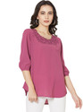 GO.4.IT Casual 34 Sleeve Embroidered Women Pink