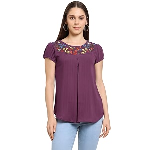 Go.4.it Womens Top with Multi-Color Embroidery