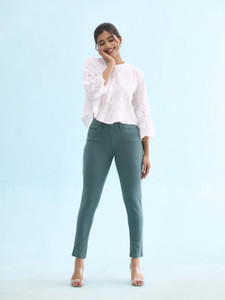 GO COLORS Green Jegging Solid