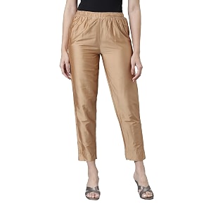 go colors modal spandex metallic pants festive full length for women lightweight mid rise side pockets