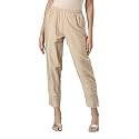 GO COLORS Modal Spandex Metallic Pants Festive Full Length for Women| Lightweight, Mid Rise, Side Pockets