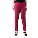 GO COLORS Modal Spandex Metallic Pants Festive Full Length for Women| Lightweight, Mid Rise, Side Pockets