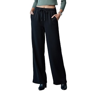 GO COLORS Polycotton Fleece Wide Pants for