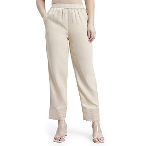 GO COLORS Rayon Blend Ethnic Pant Organza