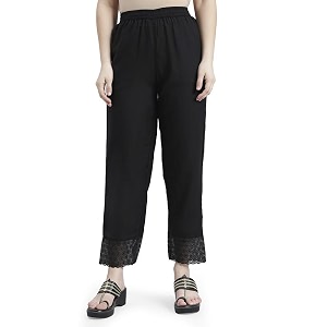 GO COLORS Rayon Blend Ethnic Pant Organza