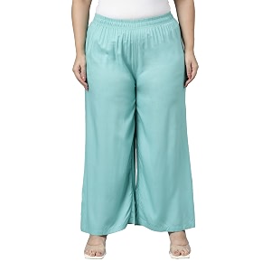 go colors soft viscose basic palazzo full length for women breathable mid rise relaxed fit
