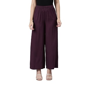go colors soft viscose basic palazzo full length for women breathable mid rise relaxed fit