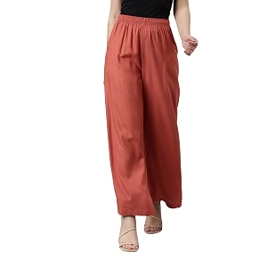 go colors soft viscose basic palazzo full length for women breathable mid rise relaxed fit